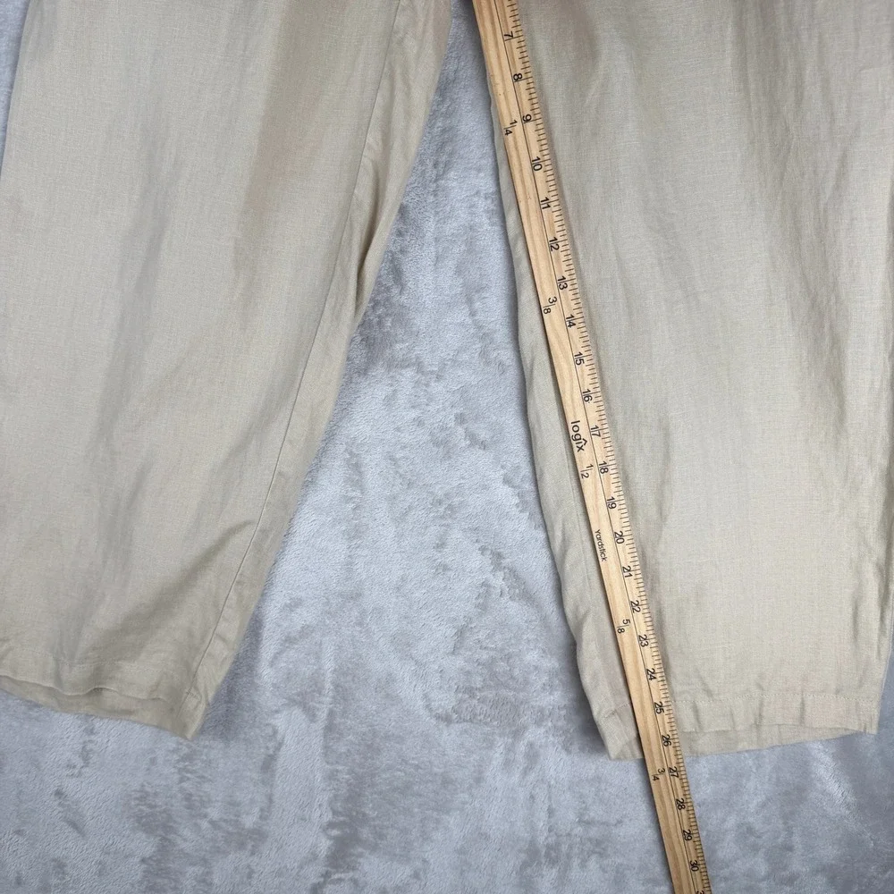 Quince Womens European Linen Wide Leg Cropped Pants Oatmeal Beige Size M
